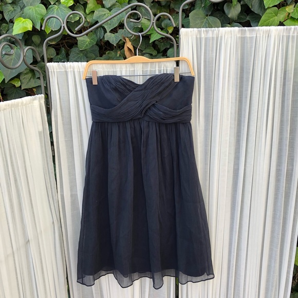 J. Crew Silk Soft Navy Flowy Strapless Dress - Picture 6 of 11